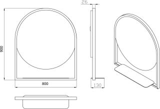 Зеркало Armadi Art Vallessi с подсветкой и полкой антрацит 80см 550/2